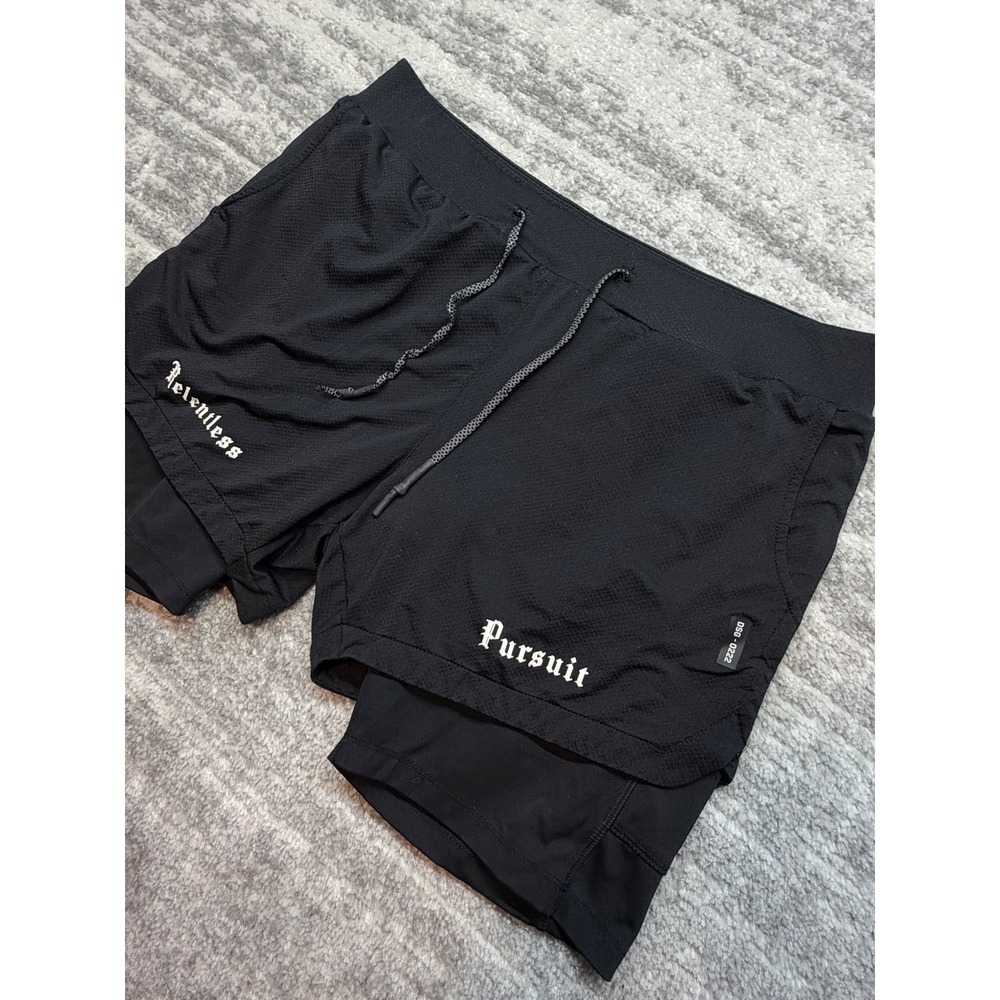 ASRV Pursuit Shorts Men L Black Relentless Technical Sportswear 2-in-1 Liner